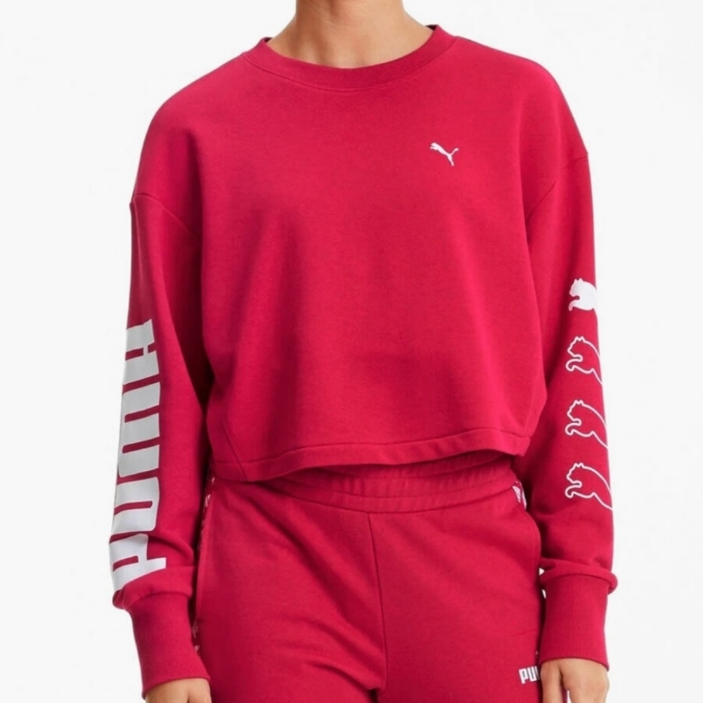 NWOT- Pink Puma cropped sweatshirt